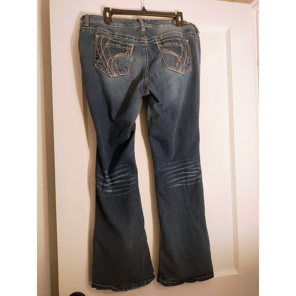 Aryia Jeans Juniors 15/16 Y2K Bootcut Dark Wash Embroidered Stretch Denim - Picture 6 of 6